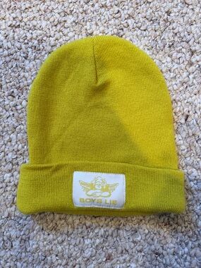 Boys Lie Yellow Knit Beanie with Logo Patch